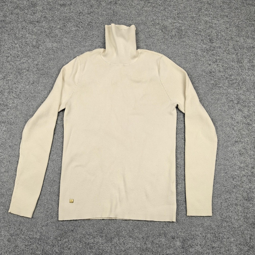 Lauren Ralph Lauren Sweater Womens XL White Turtleneck Knit Logo Pullover